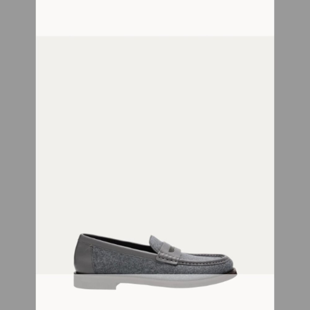 Brunello Cucinelli NIB Wool Monili Leather Penny Loafers (ORIG.$1250) SIZE 6.5